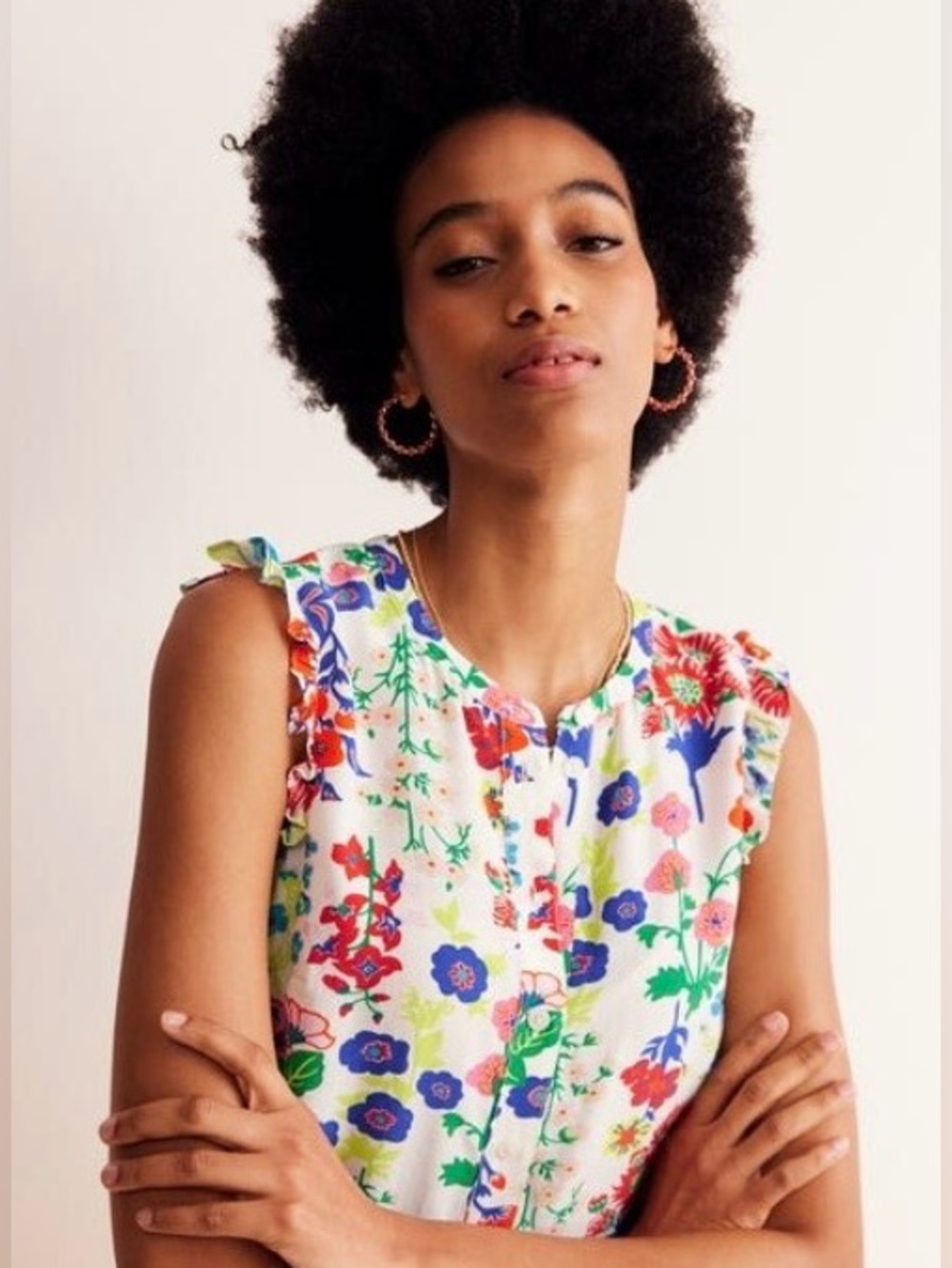 BODEN NWT Alicia Button Down Top Vibrant Floral Size 8